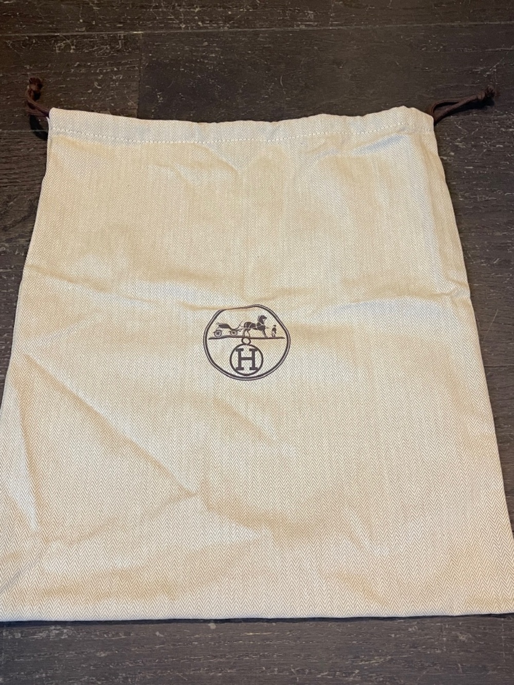 Authentic Hermes Large tweed dust bag drawstring storage birkin Kelly 37/43cm